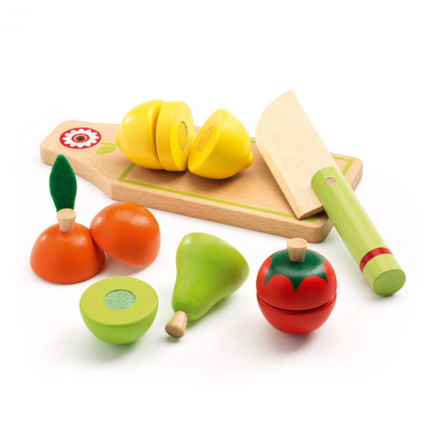 Set de joaca multicolor din lemn Fruits And Vegetables Djeco