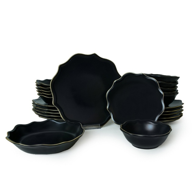 Set de masa 24 piese negre din ceramica Fade The Home Collection