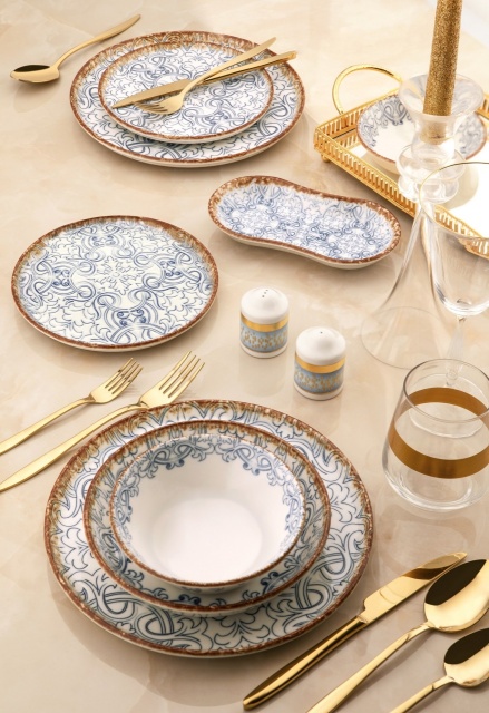 Set de masa 27 piese multicolore din ceramica Okas Blue The Home Collection