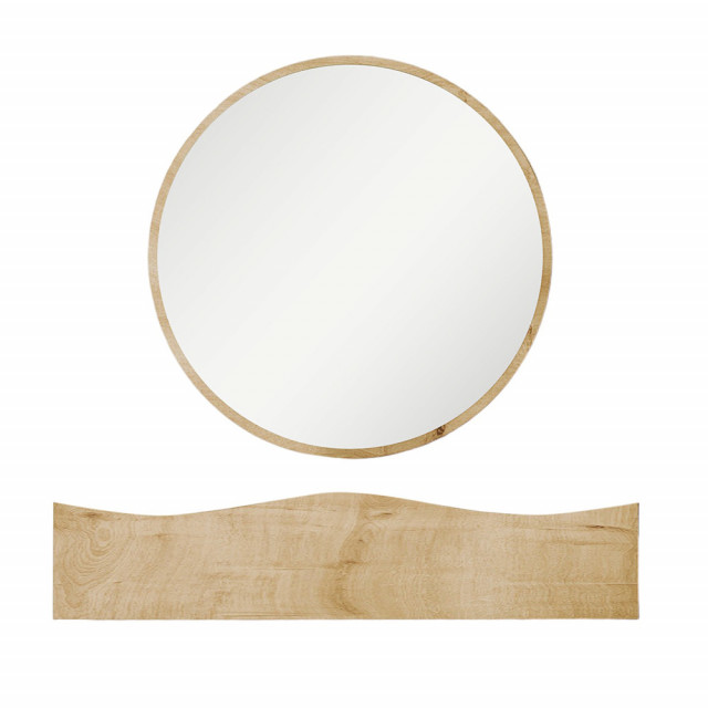 Set oglinda cu raft maro din lemn Princesse The Home Collection