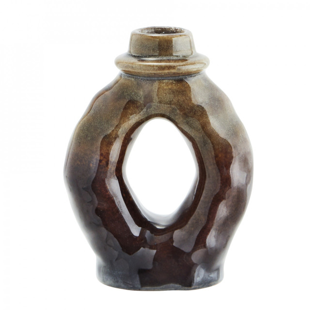 Suport lumanare maro/grej din ceramica 13 cm Lana Madam Stoltz
