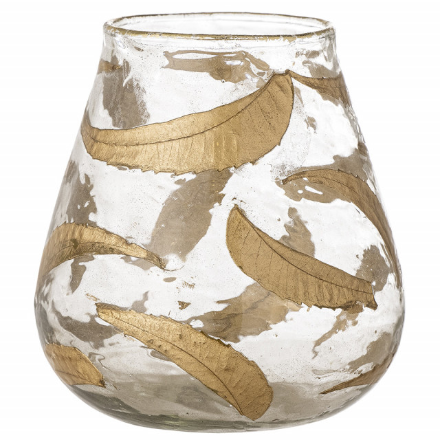 Suport lumanare transparent/auriu din sticla 12 cm Fidelia Bloomingville