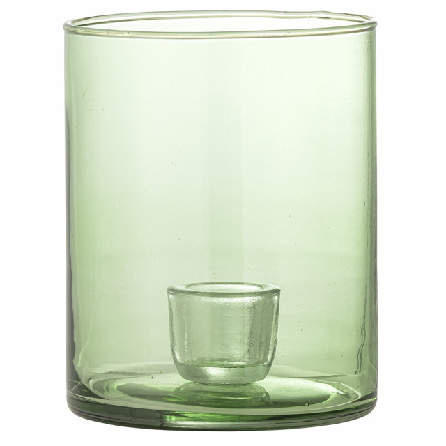 Suport lumanare verde din sticla 13 cm Juline Bloomingville