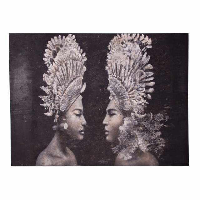 Tablou alb/negru din canvas si lemn de pin 120x160 cm Balinese Vical Home