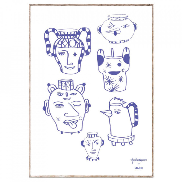 Tablou cu rama din lemn de stejar Pots&Vases Blue Paper Collective