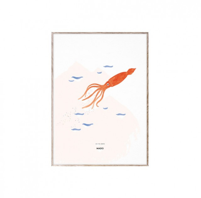 Tablou multicolor cu rama din lemn 50x70 cm Sid the Squid Paper Collective