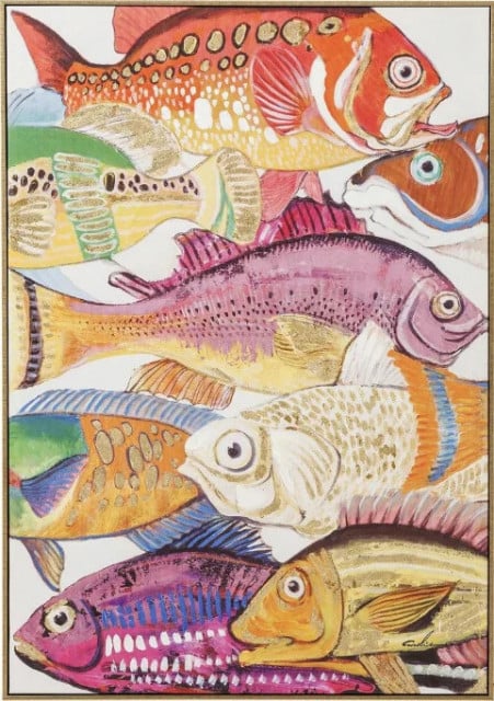 Tablou multicolor din lemn 75x100 cm Fish Kare