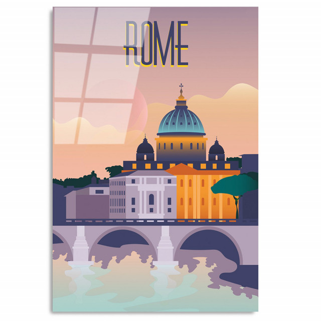 Tablou multicolor din sticla 30x45 cm Rome The Home Collection