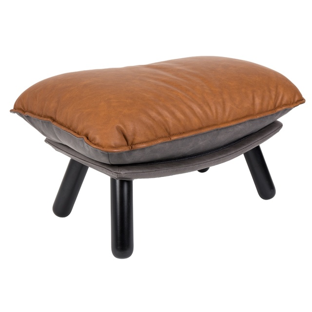 Taburet pentru picioare maro/negru din piele ecologica 52x78 cm Sack Zuiver