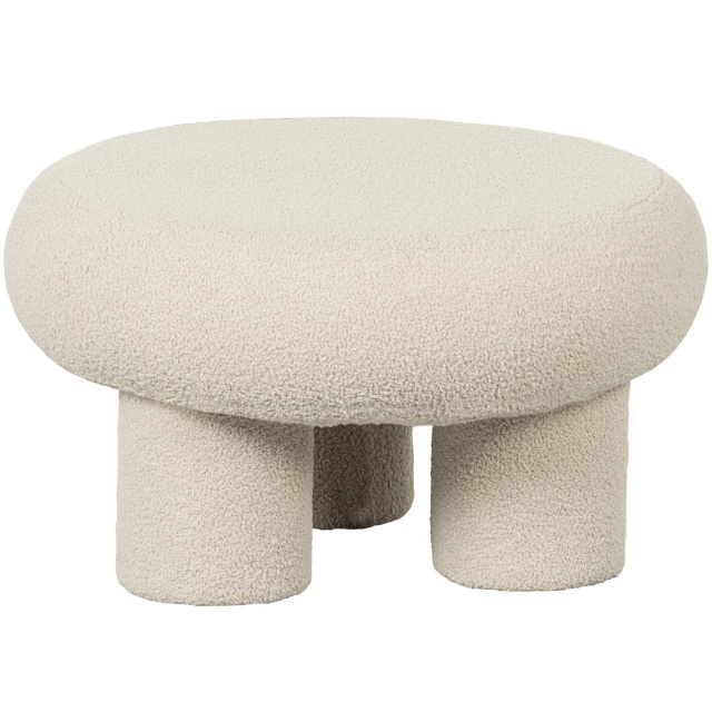 Taburet rotund crem din textil 60 cm Djace Woood