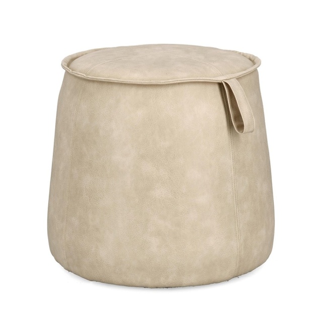Taburet rotund ivoriu din piele ecologica 52 cm Rudina Bizzotto