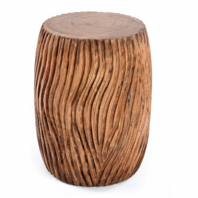 Taburet rotund maro din lemn de suar 30 cm Celebes Bazar Bizar