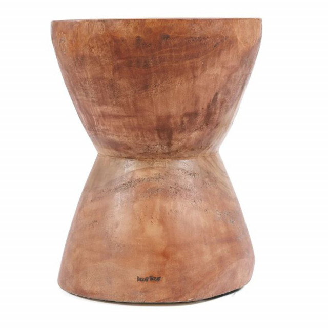 Taburet rotund maro din lemn de suar 40 cm Kona Bazar Bizar