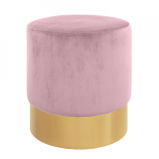 Taburet rotund roz/auriu din catifea 46 cm Ella Versmissen