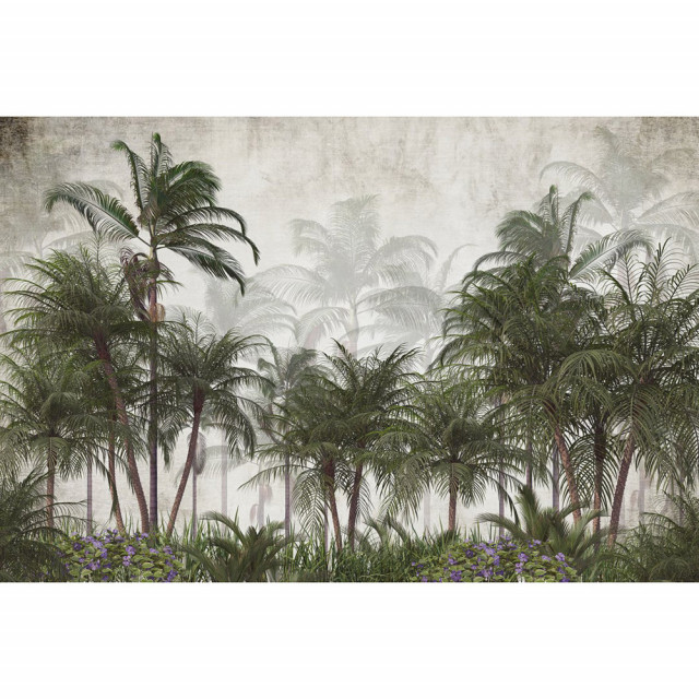 Tapet multicolor din hartie cu fibre de nailon Palm Trees Rebel Walls