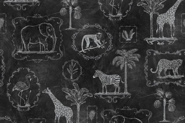 Tapet negru din hartie Animal Party Blackboard Rebel Walls