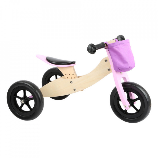 Tricicleta fara pedale din lemn si metal Maxi Pink small foot