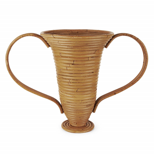 Vaza decorativa maro din ratan 30 cm Amphora Ferm Living