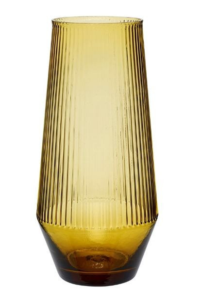 Vaza galbena din sticla 26 cm Ripple Hubsch