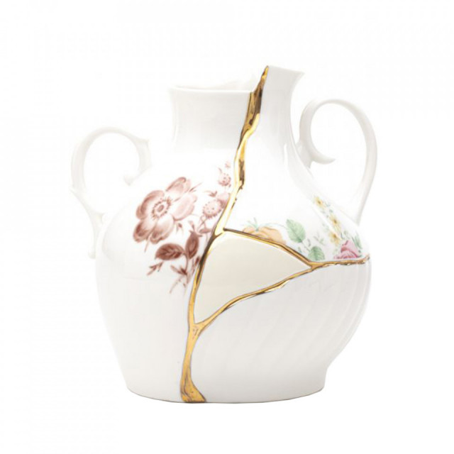 Vaza multicolora din ceramica 19 cm Kintsugi Seletti