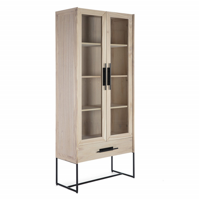 Vitrina maro/neagra din lemn 195 cm Alexi Thai Natura