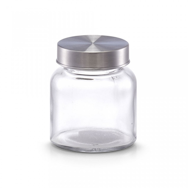 Borcan cu capac transparent/gri din sticla si metal 150 ml Mini Jar Herbs Zeller