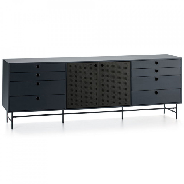 Bufet inferior albastru/negru din metal 212 cm Punto Teulat