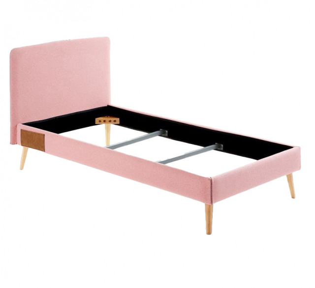 Cadru pat roz din lemn si textil 108x203 cm Dyla Kave Home