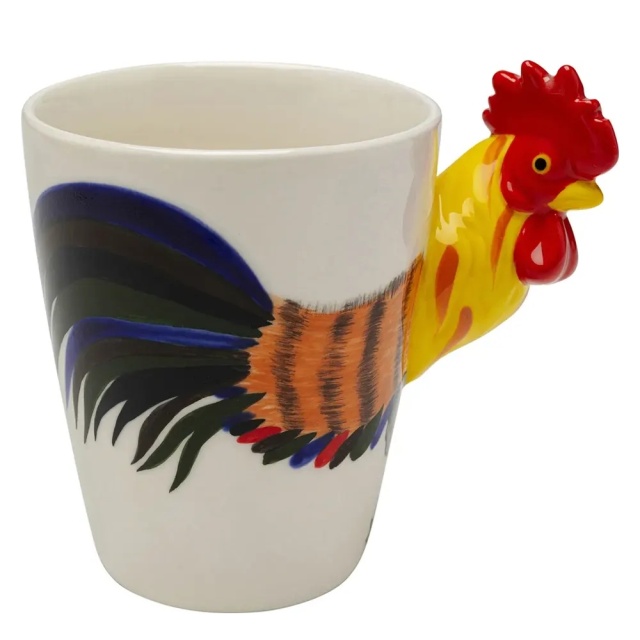 Cana multicolora din ceramica 390 ml Funny Rooster Kare