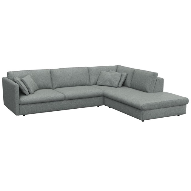 Canapea cu colt albastra din textil pentru 3 persoane Lovane Right Flexlux