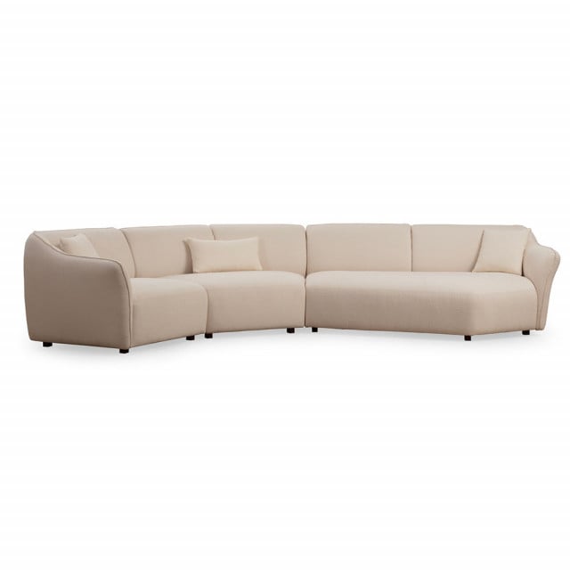 Canapea cu colt crem din textil pentru 3 persoane Mentis Corner The Home Collection