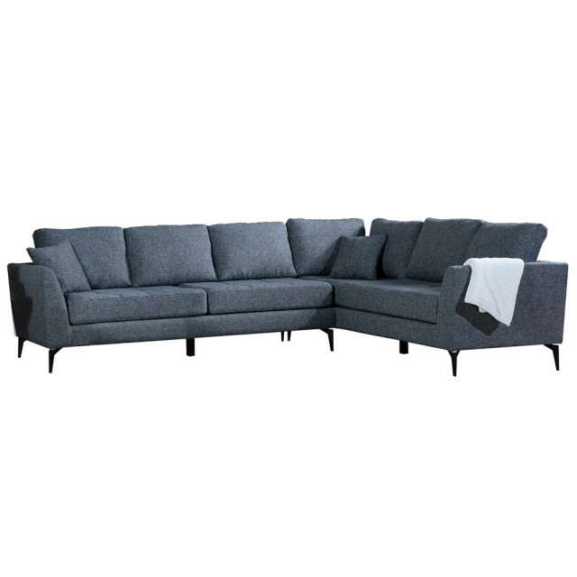 Canapea cu colt gri inchis din textil pentru 3 persoane Tempo Right The Home Collection