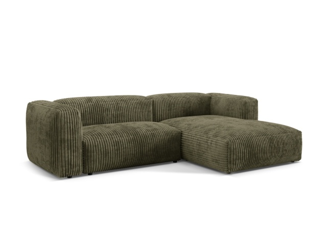 Canapea cu colt modulara verde din catifea pentru 2 persoane Martina Corduroy Right Besolux