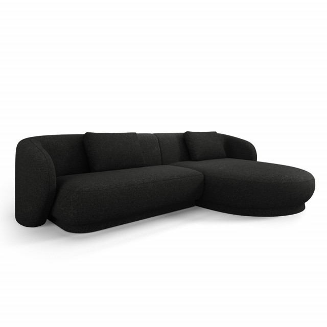 Canapea cu colt neagra din textil pentru 4 persoane Camden Right Besolux