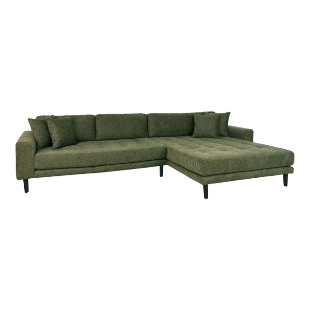 Canapea cu colt oliv din textil 290 cm Lido Right House Nordic