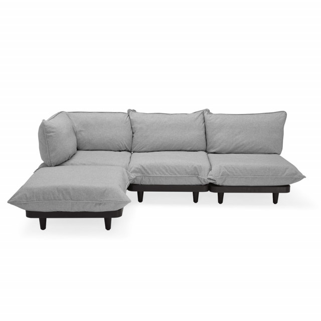 Canapea cu colt pentru exterior gri piatra din olefina si otel Paletti Large Left Fatboy