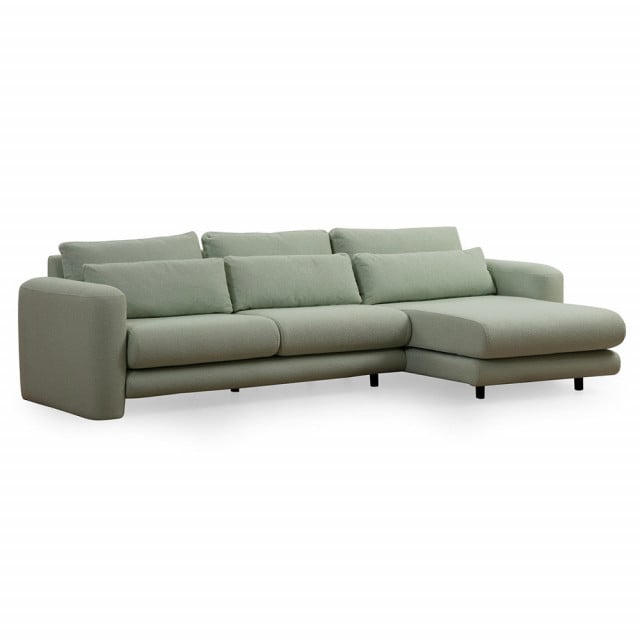 Canapea cu colt verde din textil pentru 3 persoane Lily Corner Right The Home Collection