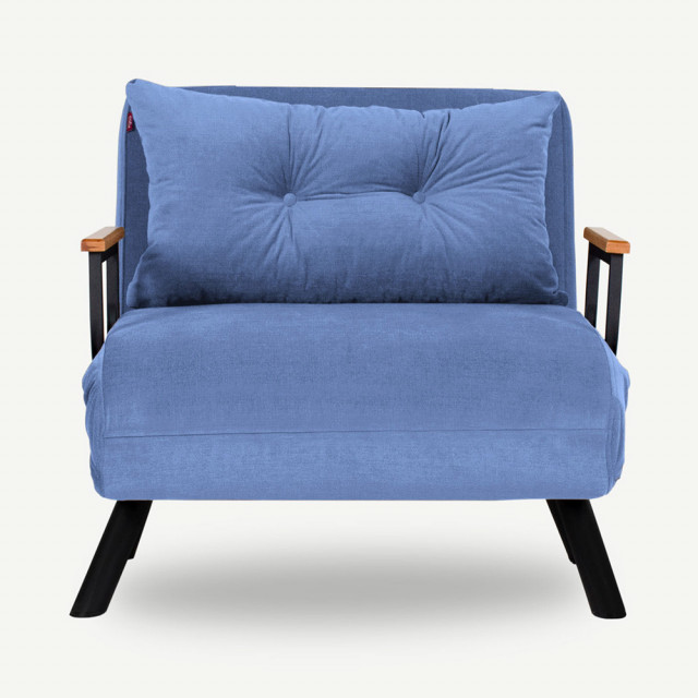 Canapea extensibila albastra din textil pentru 1 persoana Sando The Home Collection