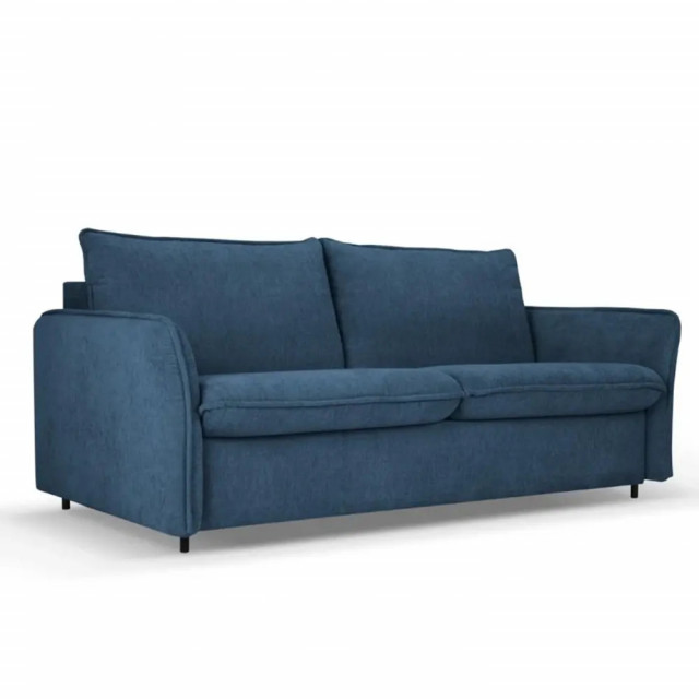 Canapea extensibila albastra din textil si lemn de pin pentru 2 persoane Dalida Besolux