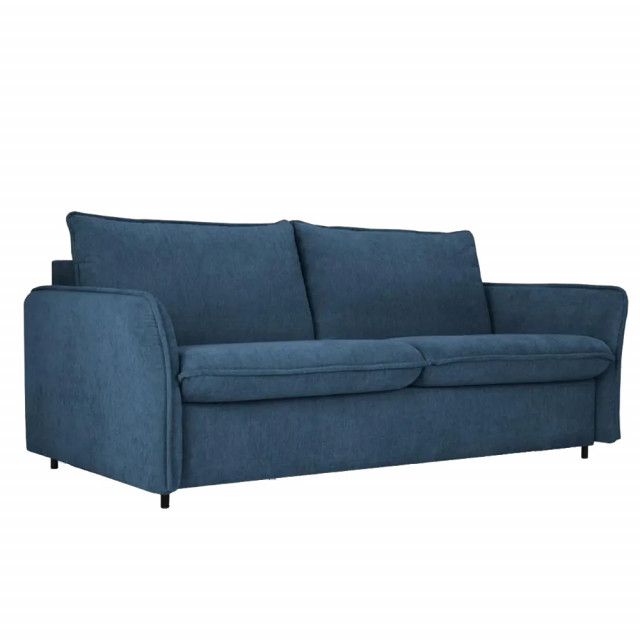 Canapea extensibila albastra/neagra din textil si lemn de pin pentru 3 persoane Dalida Besolux