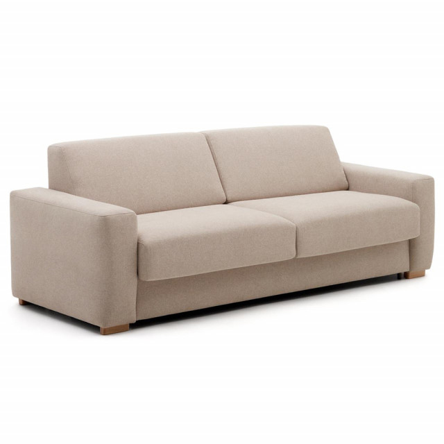 Canapea extensibila bej din textil pentru 4 persoane Anley Kave Home