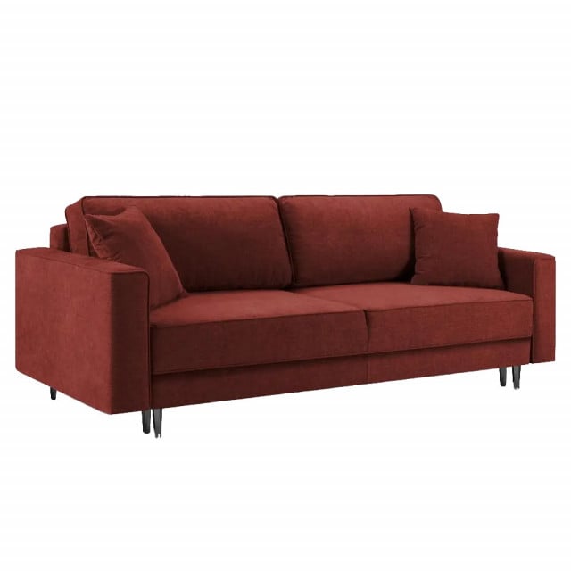 Canapea extensibila rosie/neagra din textil si lemn de pin pentru 3 persoane Dunas Besolux