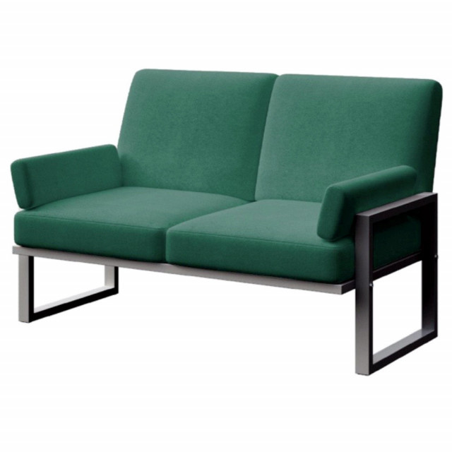 Canapea exterior verde inchis/gri antracit din olefina si otel pentru 2 persoane Soledo Mesonica