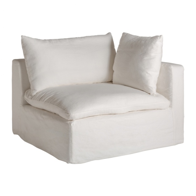 Canapea modulara alba din textil pentru 1 persoana Agde Corner Vical Home