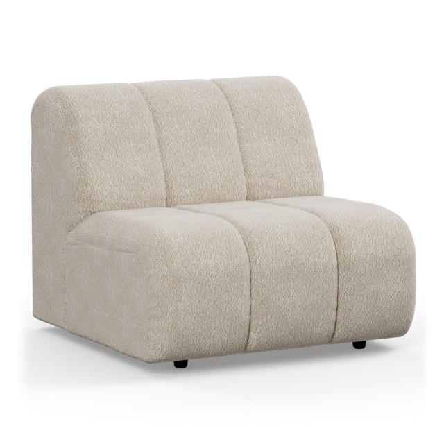 Canapea modulara crem din textil 98 cm Wave Boucle Middle HKliving
