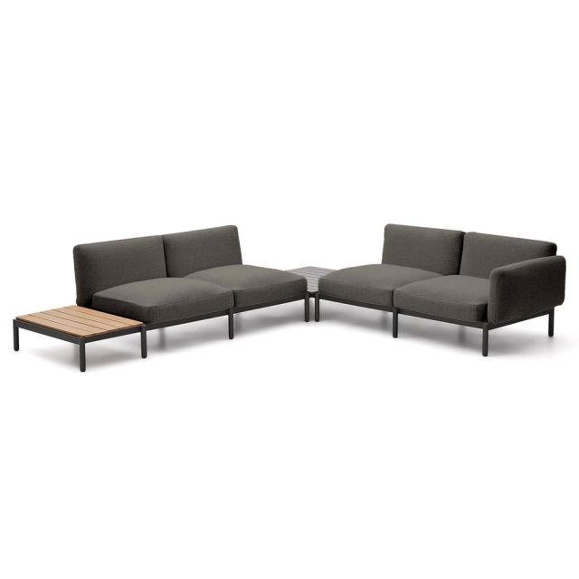 Canapea modulara cu colt exterior gri din textil pentru 4 persoane Sorells Kave Home