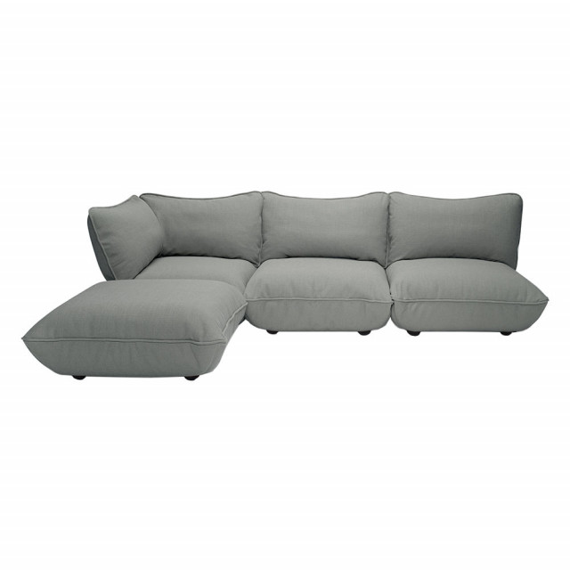 Canapea modulara cu colt gri din poliester si otel pentru 4 persoane Sumo Fatboy