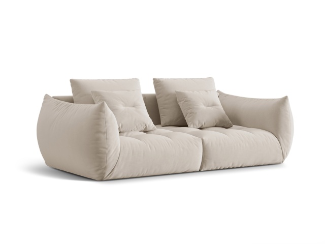 Canapea modulara ecru din catifea pentru 3 persoane Bloom Besolux