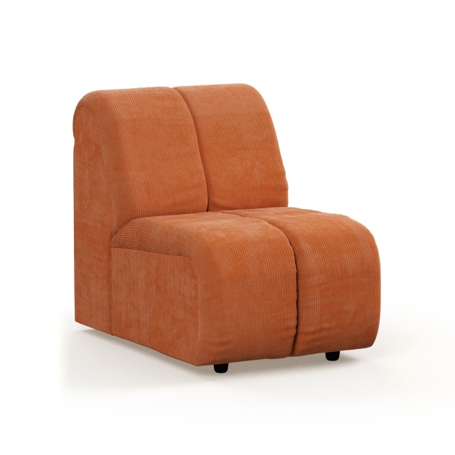 Canapea modulara portocalie din textil 98 cm Wave Corduroy Middle Small HKliving