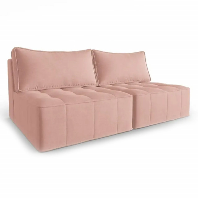 Canapea modulara roz din textil si lemn de pin pentru 3 persoane Mike Besolux